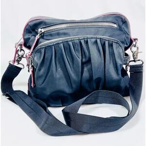 MZ Wallace Shoulder Bag Purse Zippers Black Crossbody Nylon with Leather Trim